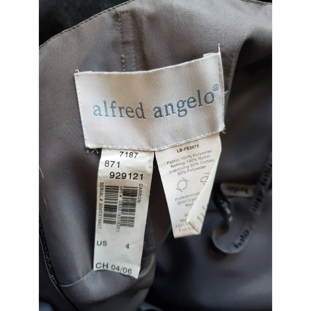 Alfred Angelo Womens 4 Bridesmaid Dress Prom Formal Strapless Shiny Gray Long - Picture 5 of 5